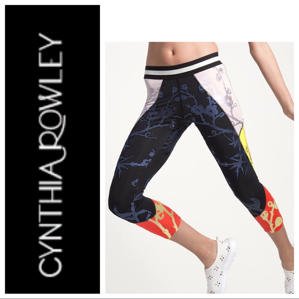 Cynthia Rowley Metallic Color Block Crop Leggings